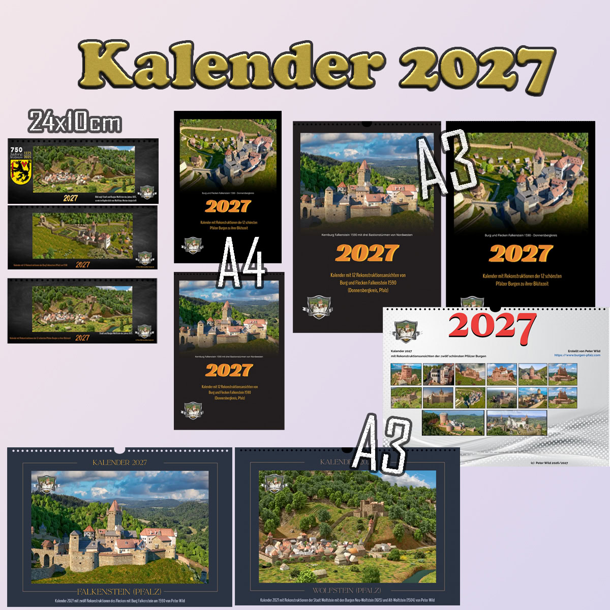Auswahl Burgen-Kalender 2027 von pfälzer-burgen.de